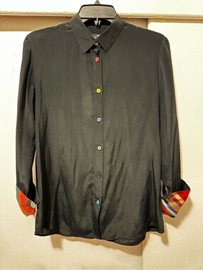 Paul Smith Black Shirt with Multicolor Buttons